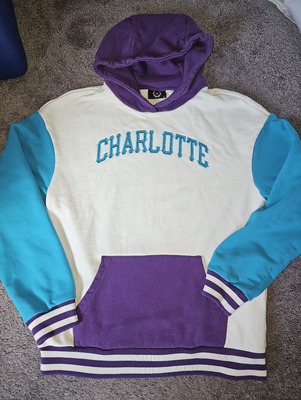704 Shop Charlotte Throwback Hoodie - White/Enamel Blue/Picasso Purple Sz XL